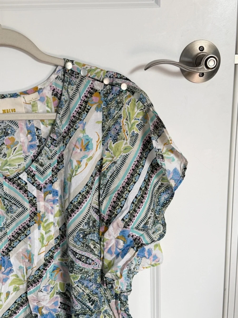 Anthropologie Maeve Multicolor Maya Flutter Sleeve Top Size 4 39694